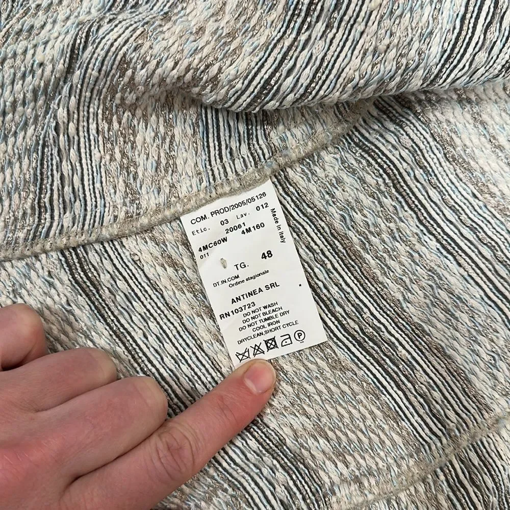ARMANI COLLEZIONI Gray Striped Knit Button Front Blazer/Jacket Women Size 12